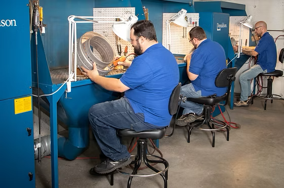 Technician bench setup for aerospace component work